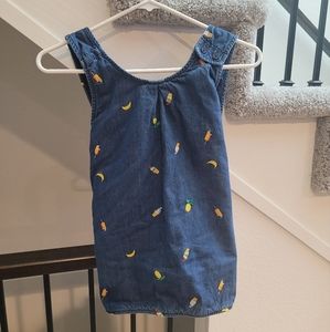 Hanna Andersson Girls 140 US 10 top ‘Chasing Summer’ chambray popover